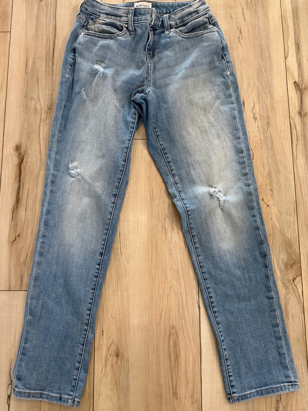 Meritage Holton Distressed High Rise Straight Jeans